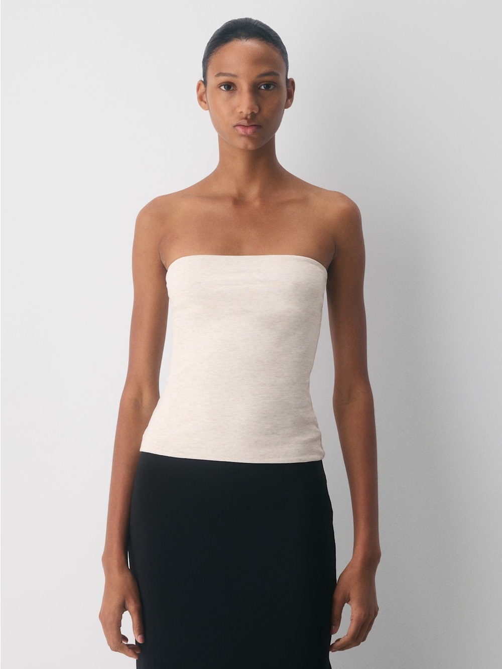 NWT Aritzia Casual Contour Hi-Hip Tube Top - Heather Light Oatmeal - Size Medium - Picture 2 of 7